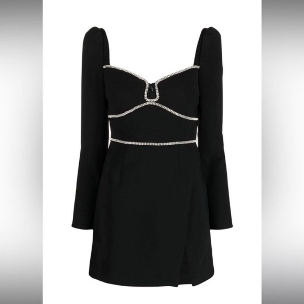 Self Portrait Crepe Crystal-embellished mini dress US size 8 UK 12